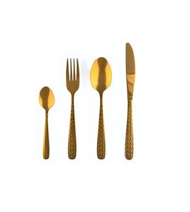 Ensemble de couverts en acier inoxydable plaqué or, martelé et poli, cuillères et fourchettes, couverts durables pour restaurant et mariage - Product Image 5