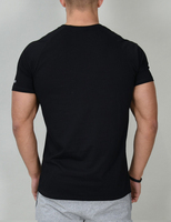 Kaos Fitness Pria Bahan Katun Spandex Tebal Desain Kustom Kerah O Lengan Pendek High Street Cepat Kering