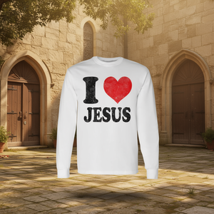 T-shirt vintage à manches longues « I Love Jesus » – Promotion Spéciale Jésus Vintage - Product Image 3