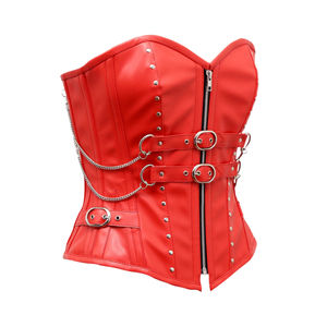 Corset en cuir véritable pour femmes 100% qualité supérieure Logo personnalisé en douceur Double os en acier Service OEM vente en gros - Product Image 2