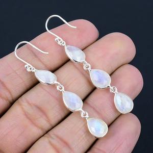 Boho Style Classical <b>Earrings</b> Jewelry For Women Silver Jewelry 925 Sterling Silver moonstone Gemstone <b>Handmade</b> <b>Earrings</b> Gift - Product Image 2