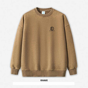 Sudadera de hombre pesado lavada con ácido, sudadera personalizada de marca de moda, estampado LAVADO DE Color sólido, estilo de cuello redondo frito salteado - Product Image 2