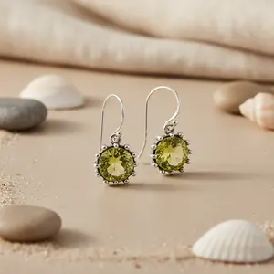 Boucles d'oreilles en argent 925 avec citrine pour femmes, bijoux élégants en cristal, cadeau - Product Image 2