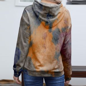 Ensemble de sweat-shirts en molleton français en coton écologique pour femmes, manches longues, haut court tie-dye avec cordon de serrage en velours côtelé - Product Image 6