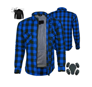 Chemise en flanelle à carreaux bleu et noir pour la saison d'hiver avec armure approuvée CE et chemises de protection de sécurité - Product Image 1