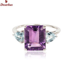 แหวนพลอยอเมทิสต์ธรรมชาติสีเงินสเตอร์ลิง925สำหรับงานแต่งงาน - Product Image 5