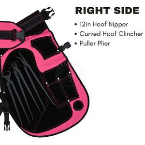 Delantal de Herrador con Herramientas de Herraje, Delantal Rosa Ajustable para Recortar Cascos, Pinza para Extraer Clavos, Herramienta para Curvado de Cascos, Cuchillo con Velcro - Product Image 4