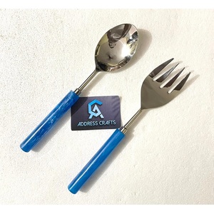 Ensemble de serveurs à salade en acier de haute qualité avec manche en pierre, ustensiles de cuisine, dernier ensemble de cuillères à salade, cuillère de service, fourchette, couverts - Product Image 5