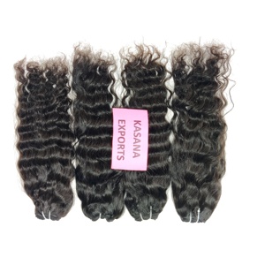 Ensemble des fabricants 100% Extensions de cheveux humains de couleur noire naturelle Tissage indien Aucun Traitement à cuticule alignée Vague naturelle - Product Image 5