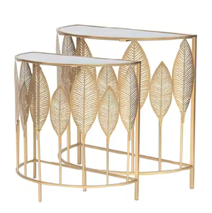 Mesas de consola de muebles Premium de lujo industrial con patas de metal de diseño tejido y mesas de consola de entrada superior de vidrio transparente - Product Image 6