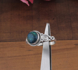 Anillo Apilable de Plata de Ley 925 con Turquesa Natural, Anillo Clásico para Regalo de Boda para Mujer - Product Image 6