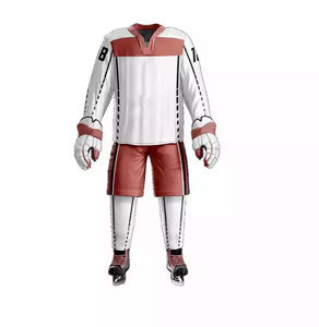 Nom de l'équipe personnalisé Vêtements de hockey sur glace Nouveau design Impression par sublimation Ensembles de prix d'uniformes en polyester - Product Image 5