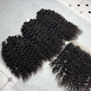 Mechones de pelo rizado birmano con cierre, extensión de cabello humano Frontal, venta al por mayor - Product Image 5