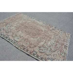 พรมตุรกีโบราณ5.4 x 8.3ft พื้นที่ขนาดใหญ่สีน้ำตาลเบจขนสัตว์รูปแบบการเย็บปะติดปะต่อกันสำหรับวัยรุ่นพรมห้องโถงสี่เหลี่ยม - Product Image 2