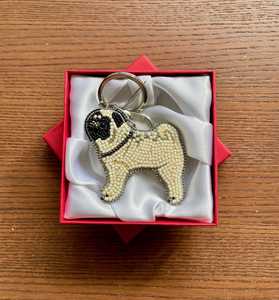 Brodé Perlé Carlin Porte-clés Chien Sac À Main Charme - Product Image 3