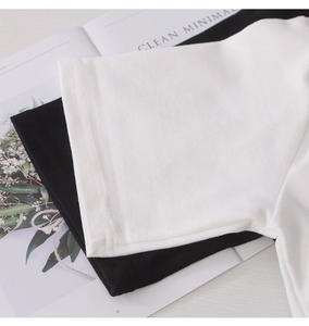 Vente en gros de t-shirt d'été pour femmes à la mode haut décontracté simple et ample avec motif de sourire brodé haut court à col rond pour les filles - Product Image 6