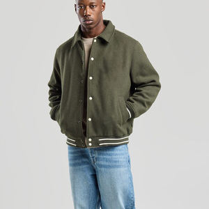 Chaqueta universitaria de lana con logotipo personalizado 2025 para hombre, chaqueta de béisbol universitaria bordada de algodón 100% para hombre - Product Image 3