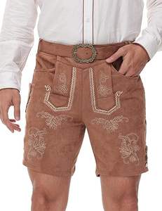 Short Lederhosen traditionnel bavarois pour homme tenue Oktoberfest allemande authentique avec motif brodé - Product Image 1