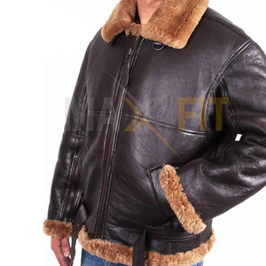 เสื้อแจ็คเก็ตหนังแท้สำหรับผู้ชาย, คอลเลคชั่น2024ฤดูหนาวปรับแต่งได้เสื้อแจ็กเก็ตหนังสีน้ำตาลเนื้อผ้าระบายอากาศได้ดี - Product Image 3