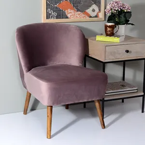 Cadeira de jantar estofada em veludo de madeira com pernas removíveis e cadeira moderna de sala de estar feita à mão