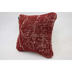 Red Vintage Floral Embroidered Wool Kantha Patchwork <b>Pillow</b> 12x12 Inch Woven Throw Cushion for Living Room Decor - Product Image 3