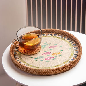 Plateau d'incrustation de nacre du Vietnam de haute qualité plateau de service fait main élégant pour salon et décor modernes-SM2020 - Product Image 4