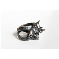 Crusted Jewelry Rings 16 Bague de personnalité punk rhinocéros en argent turc 925, motif animal classique, pierre naturelle, certifiée par un tiers