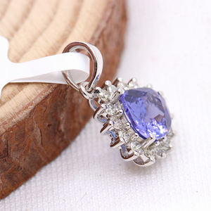 Précieux de haute qualité tanzanite et diamant pierres précieuses 18k solide or blanc fait à la main femmes pendentif bijoux pour la vente en gros - Product Image 3