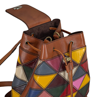 Sac seau portable unisexe en cuir véritable multicolore, style bohème vintage anglais, mode féminine, sac bandoulière de qualité supérieure