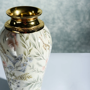 AK-florero de trompeta de Metal con estampado de tallo largo, florero decorativo nórdico para el hogar - Product Image 2