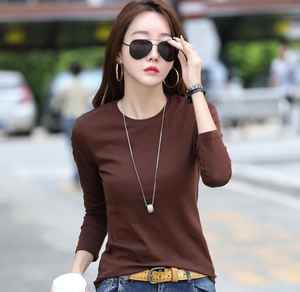 OEM personalizado de alta calidad 100% algodón camiseta de mujer Casual sólido estampado de manga larga bordado de cuello redondo talla grande polar - Product Image 5