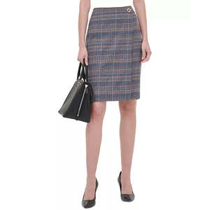 Gonna a Tubino in Tweed Marrone da Donna Calvin Klein, Comoda e Chic, Stile Moderno, Taglia 14, con Decorazione a Bottoni, in Spandex Denim - Product Image 3