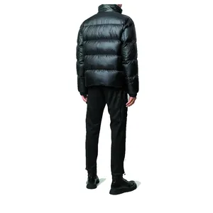 Men's Winter Hooded Puffer Jacket Thick Down Filled Windproof Zipper Closure Casual Style Solid <b>Colour</b> Nylon Shell - Product Image 2