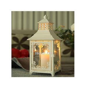 Juego de 2 velas de tamaño y forma personalizados, farol colgante de hierro y vidrio de Color blanco a un precio atractivo - Product Image 4