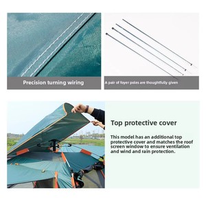 Carpa Familiar Resistente para Acampar, Fácil de Instalar, con Toldo Impermeable para Acampar en la Playa y Hacer Picnic al Aire Libre - Product Image 2