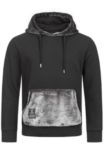 TOPSHOW Custom <b>Black</b> 450 GSM Fleece <b>Plain</b> Dyed <b>Hoodie</b> Patchwork Oversized Regular Fit 100% Cotton Quick Dry Breathable <b>Men</b> - Product Image 3