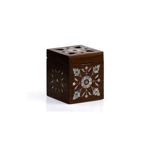 Brûleur à Bakhoor en bois avec Madkhan en nacre, porte-encens artisanal - Product Image 6