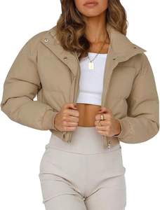 Chaqueta acolchada recortada para mujer, abrigos acolchados de manga larga con burbujas, chaqueta de abrigo hinchada cálida para invierno - Product Image 2