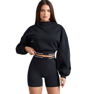 Sweat-shirt pour femme en gros, logo personnalisé, poids lourd, décontracté, uni, surdimensionné, en molleton, personnalisable, doux, streetwear - Product Image 1