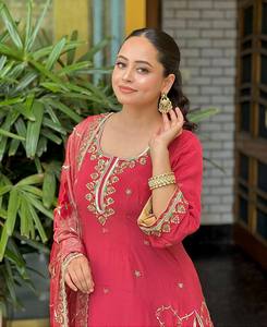 Pakistan Designer Fully Readymade 3 <b>Pc</b> Kurta Sharara <b>Set</b> Embroidered Salwar Kameez for Party Wear Traditional Style Pitch Color - Product Image 4