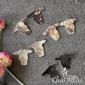 Pendientes de piel de vaca hechos a mano con estilo occidental, pelo genuino en Ocultar, bonitos pendientes - Product Image 1