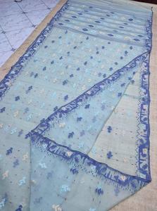 Exclusivo Deshi Dhakai Sky Blue Jamdani Sharee de alta calidad para mujeres JAMDANI FABRIC VERDE Azul ROJO Dorado de Bangladesh - Product Image 2