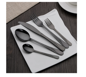 Ensemble de cuillères à couverts en métal noir artisanat fourchette/cuillère/couteau à beurre cuillère à café cuillère en acier miroir en métal meilleure vente - Product Image 2