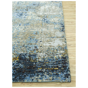 UVenuti พรมไหมพรมแบบถักมือลายนามธรรม, พรมถักไหมพรมขนสัตว์และผ้าไหมไม้ไผ่สีเทาและ Black-LRB-1550สำหรับใช้ในบ้าน - Product Image 4