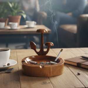 Cendrier rond portable en bois massif de luxe pour accessoires de cigares, utilisation à domicile ou à l'hôtel, stock disponible et expédition immédiate - Product Image 2