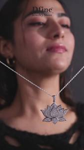 Collar con Colgante de Diamante Moissanite VVS Premium con Diseño de Flor de Loto en Plata 925, Joyería Hip Hop a Bajo Precio - Product Image 4