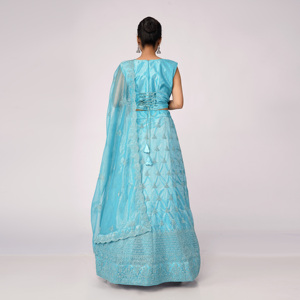 ชุดเลเฮนกา โจลี ผ้าตาข่ายปักลายสำหรับเด็กผู้หญิง พร้อมผ้าคลุมไหล่ |   ชุดเด็กสำหรับงานแต่งงาน งานเทศกาล และขายส่ง - Product Image 2