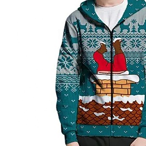 Sudadera con Capucha Unisex Navideña con Diseño de Chimenea de Santa Claus y Reno Nórdico, con Cierre, Forro Polar, 100% Algodón, Transpirable y de Secado Rápido - Product Image 5