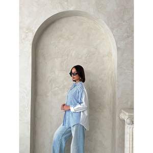 Women's Striped <b>Linen</b> <b>Shirt</b> Elegant and Comfortable Blouse - Product Image 2