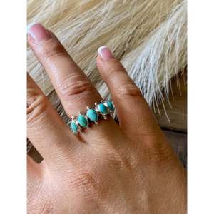 Southwest Handmade Kingman Turquoise Sterling Silver <b>Adjustable</b> <b>Ring</b> Bezel Set Everyday Wear - Product Image 2